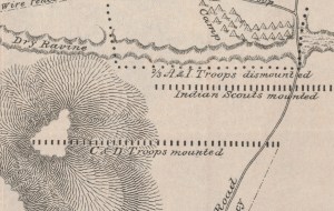 Inset of Lieut. S. A. Cloman’s map of Wounded Knee depicting the scene of the fight with Big Foot’s Band, December 29, 1890.