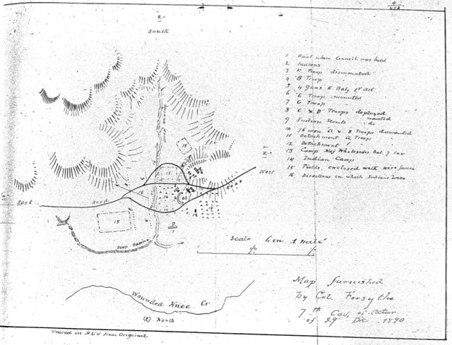 Map furnished by Col. Forsyth, 7th Cav., of action of 29th Dec. 1890.