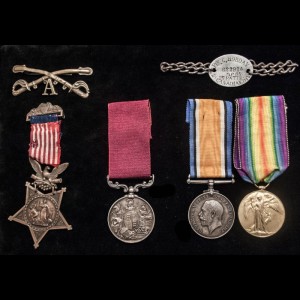 This Hobday medal collection includes Private George Hobday’s Medal of Honor and his cavalry insignia and is for sale by The London Medal Company for £12,500 or almost $20,000.[10]
