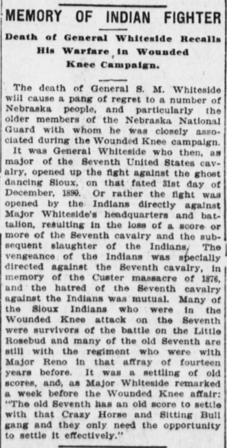 Omaha Bee, Omaha Neb., Dec 17, 1904 - Memory of Indian Fighter