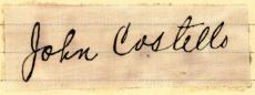 The War Department provided the Commissioner of Pension's a tracing of John Costello's signature in 1899.[1]