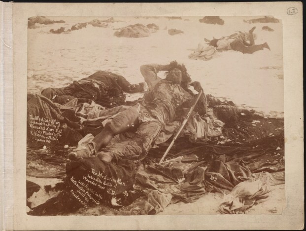 This photograph, taken in January 1891, was probably the Indian shooting from the Sibley tent that Lieut. Mann described in detail. The photograph is credited to L. T. Butterfield of Chadron, Nebraska.