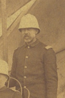 Captain Henry Jackson in camp at a target range at Fort Riley, Kansas, in 1888.