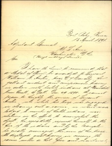 (Click to enlarge) Lieutenant S. Rice's letter recommending Sergeant Austin be awarded a Medal of Honor.