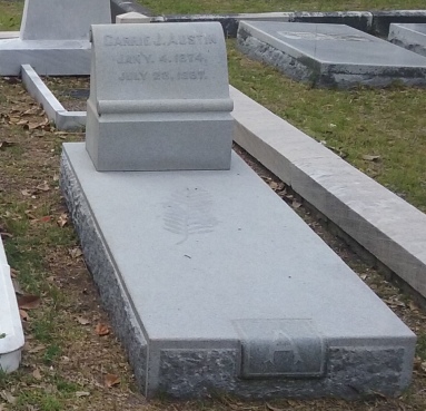 William G. Austin's first wife, Caroline J. Ratz, is buried in the Laurel Grove North Cemetery in Savannah, Georgia.[13]