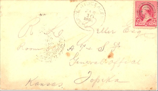(Click to enlarge) envelope of McGuire's 10 January 1891 letter.