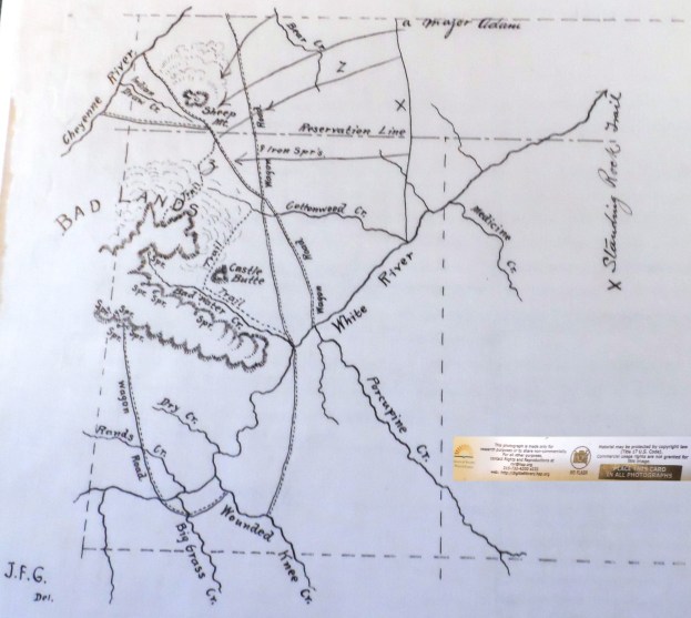 (Click to enlarge) Maj. Henry's map of the Indian stronghold.